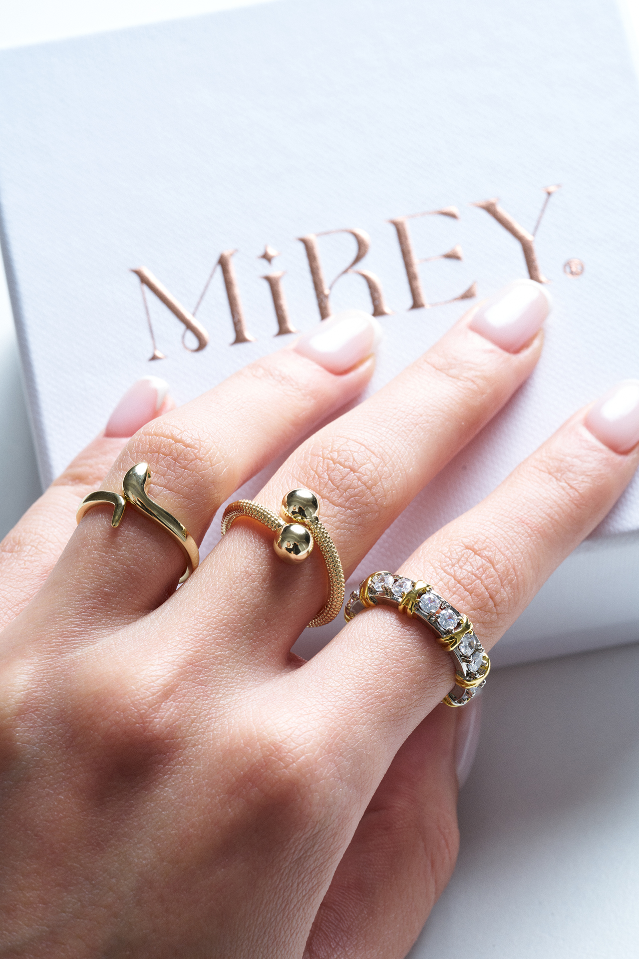 Aquetta Gold-Silver Ayarlanabilir Çelik Yüzük - 2