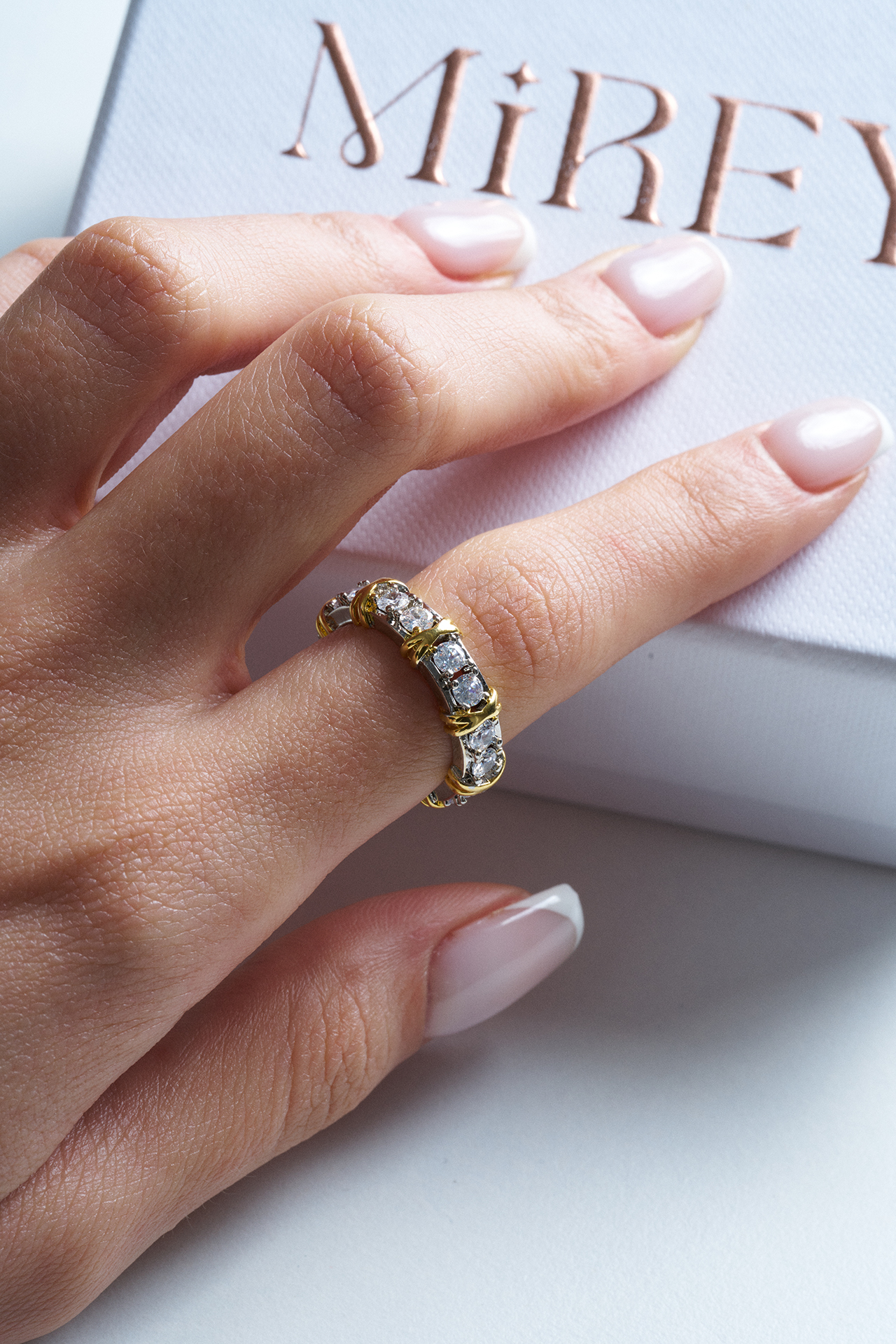 Aquetta Gold-Silver Ayarlanabilir Çelik Yüzük - 3