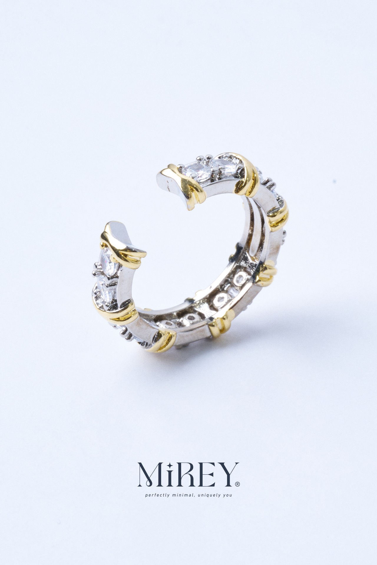 Aquetta Gold-Silver Ayarlanabilir Çelik Yüzük - Mirey