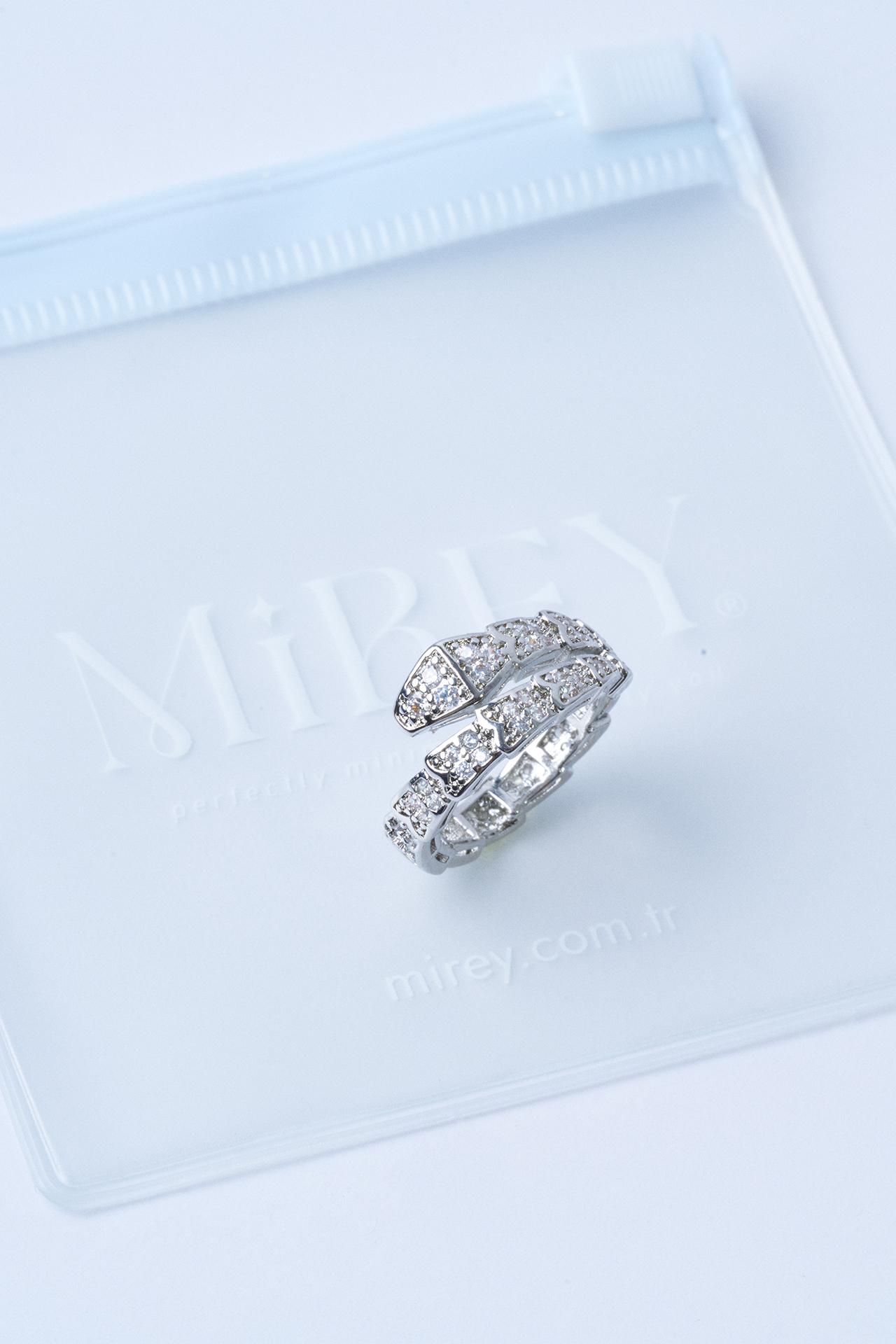 BoldSnake Taşlı Ayarlanabilir Çelik Yüzük - 5