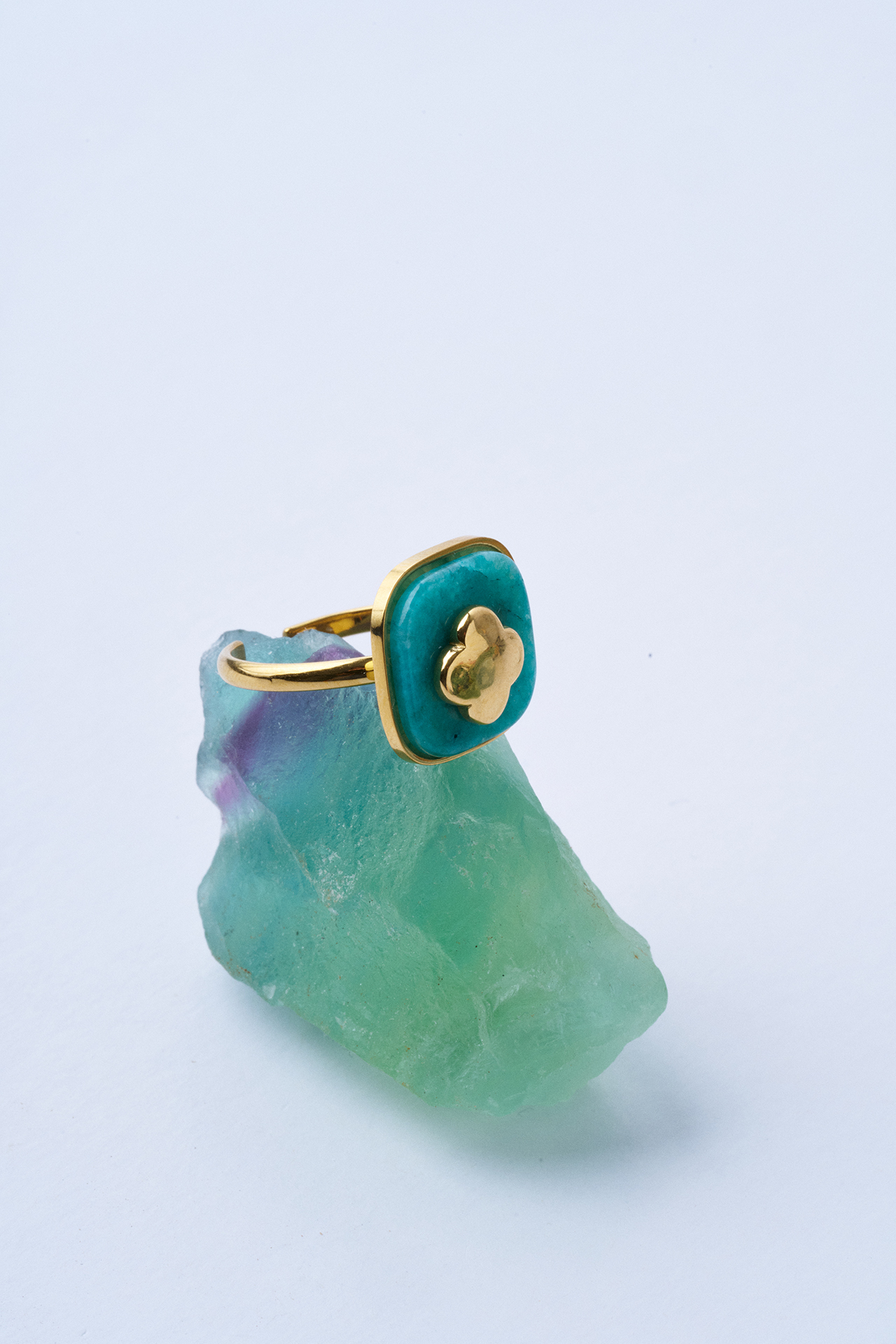 Clover Green Ayarlanabilir Çelik Yüzük - Mirey (1)