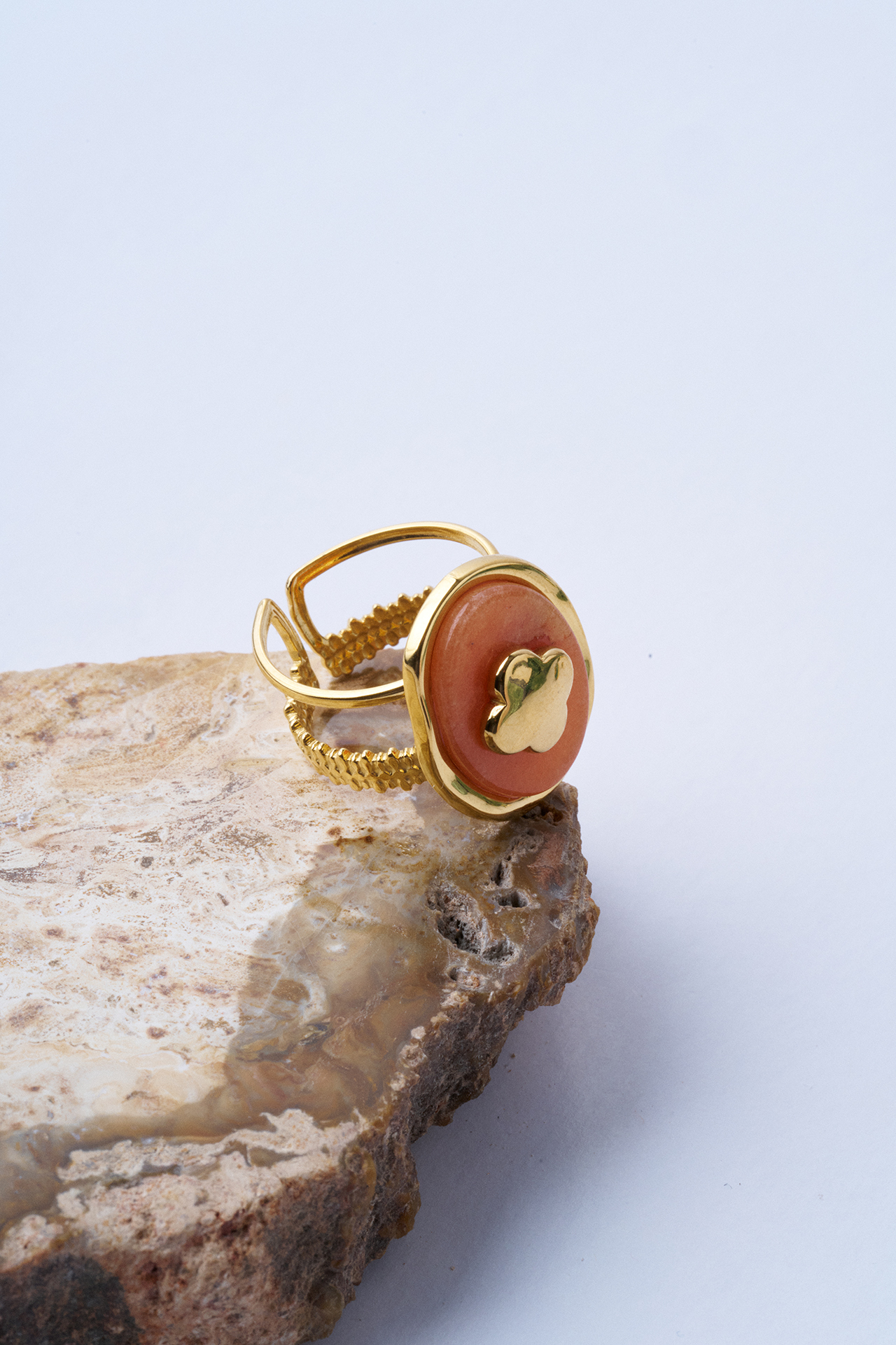 Clover Orange Ayarlanabilir Çelik Yüzük - Mirey (1)