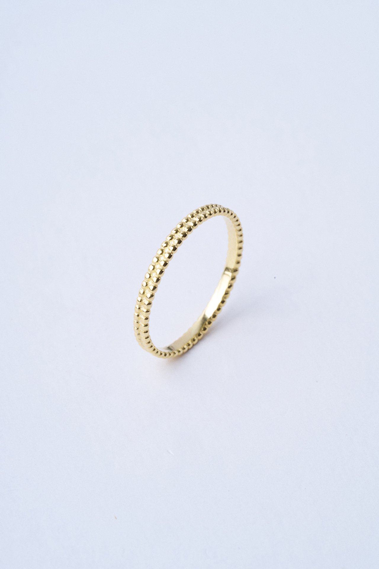 Double Dotted Gold 925 Ayar Gümüş Yüzük - Mirey (1)