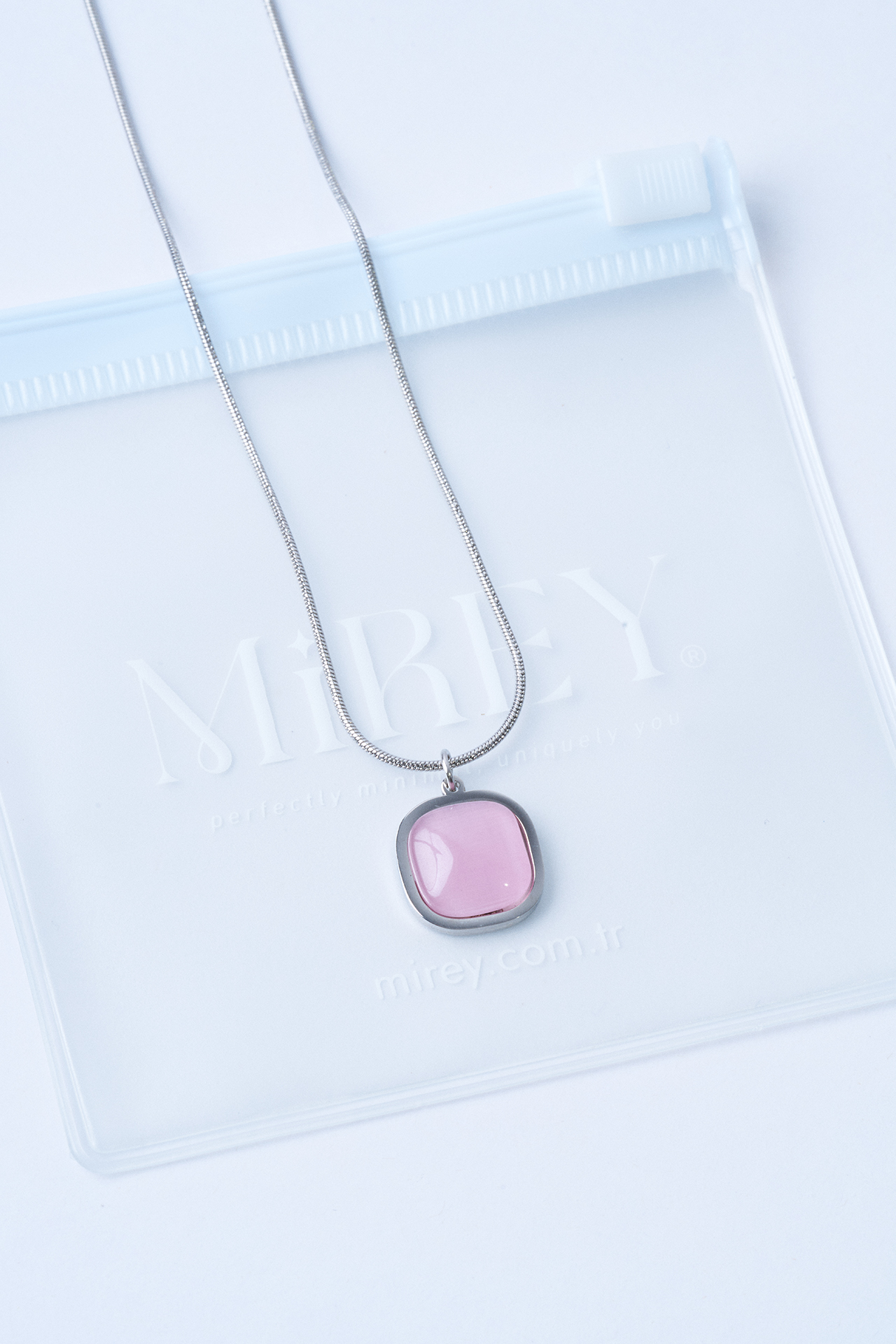 Glossy Pink Çelik Kolye - 2