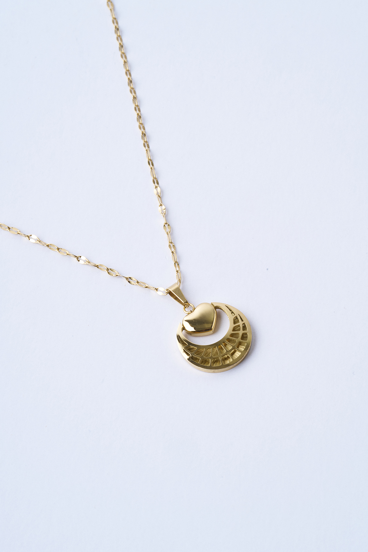 Heart Moon Çelik Kolye - Mirey