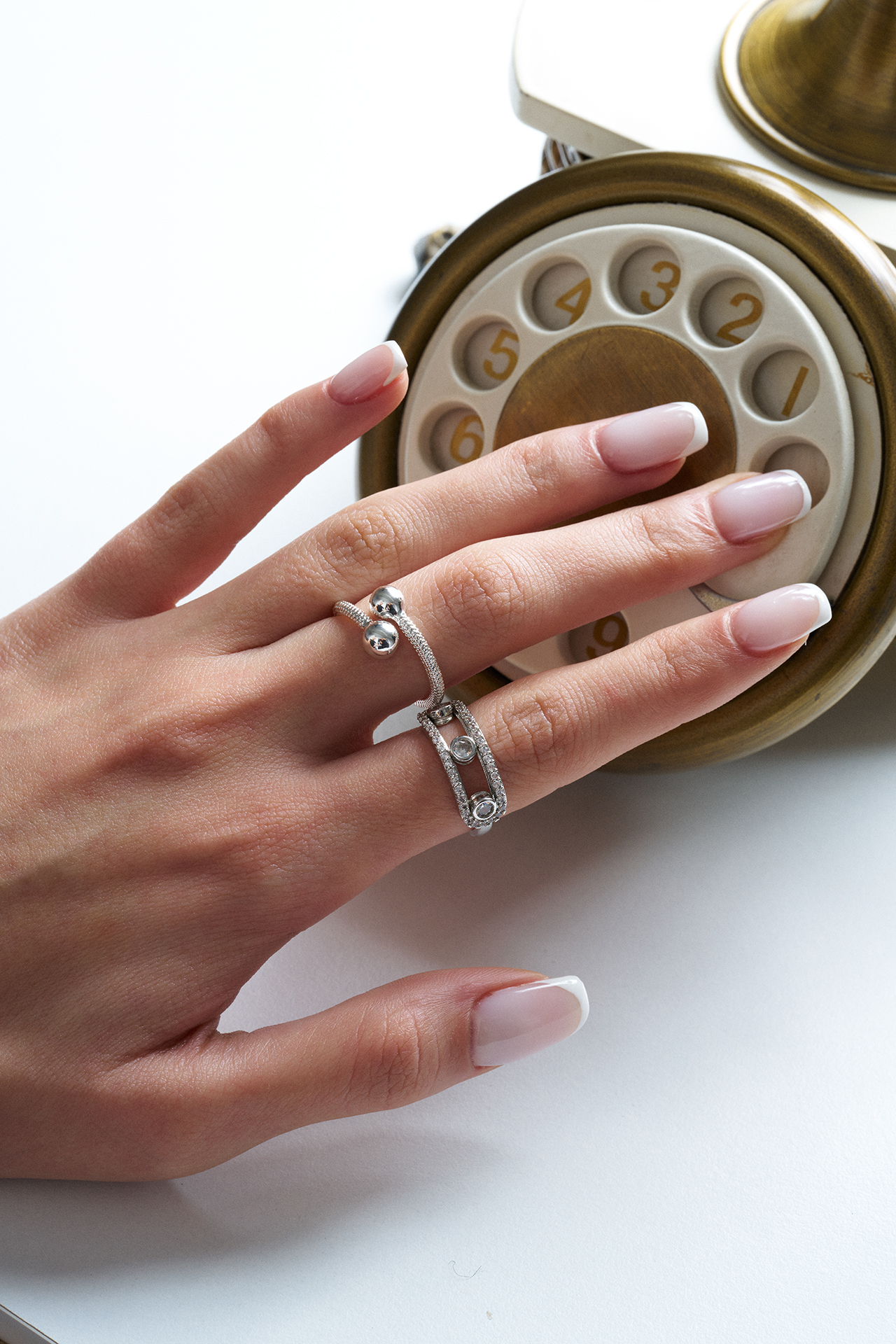 Oynayan Taşlı Ayarlanabilir Çelik Yüzük - 2