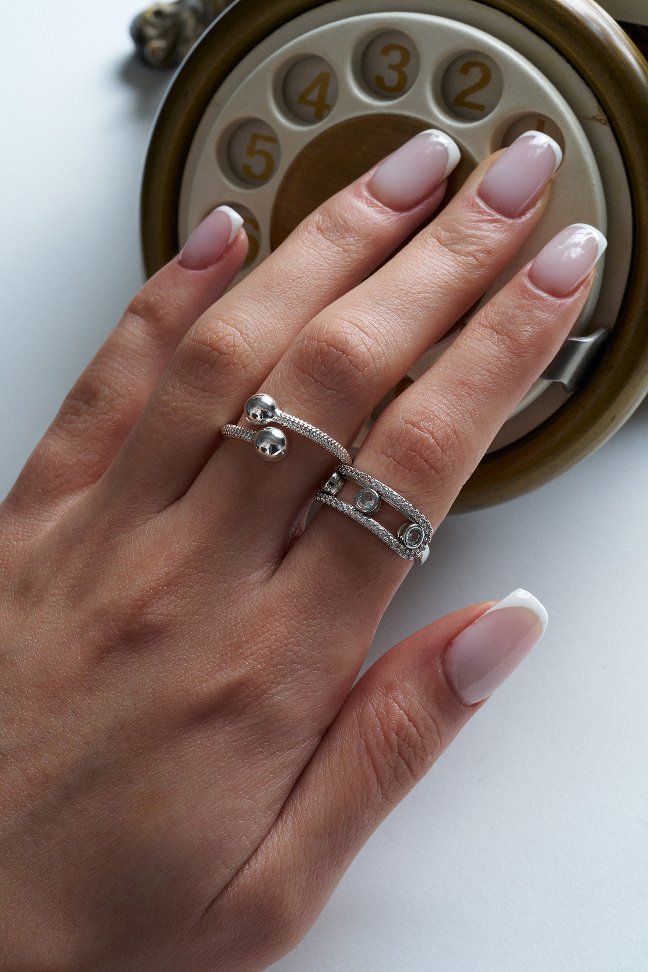 Oynayan Taşlı Ayarlanabilir Çelik Yüzük - 3