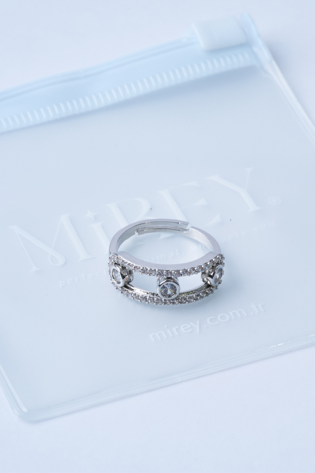 Oynayan Taşlı Ayarlanabilir Çelik Yüzük - 5