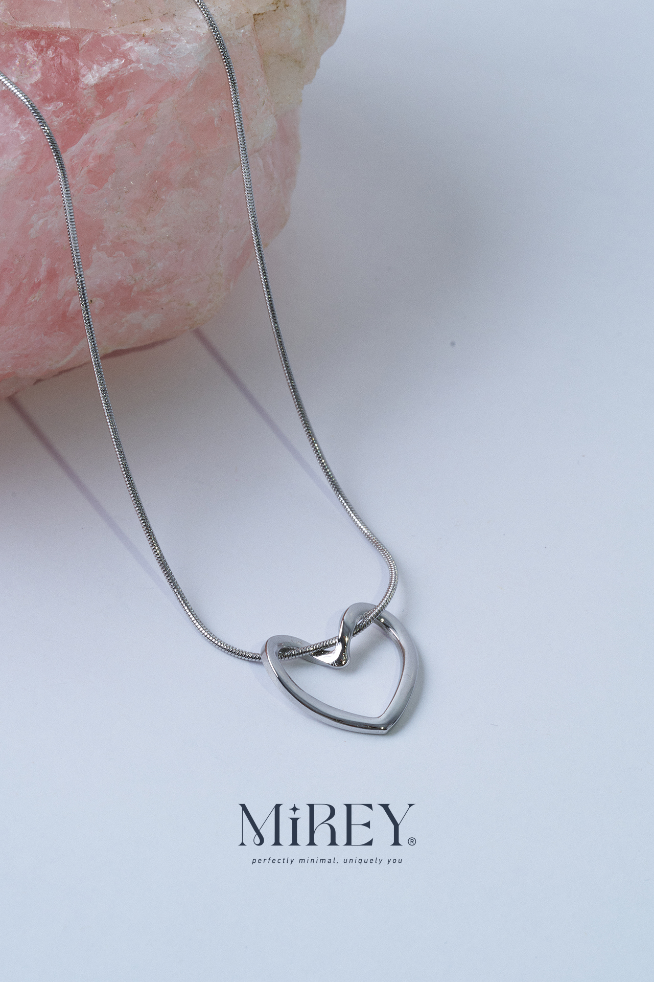 Smoothly Silver Kalp Çelik Kolye - 3