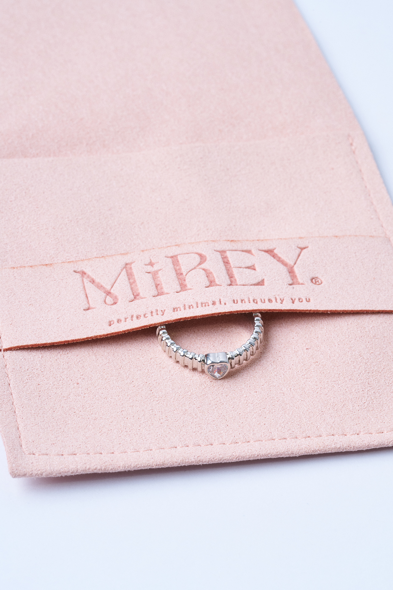 Taş Kalpli Silver Ayarlanabilir Çelik Yüzük - 5