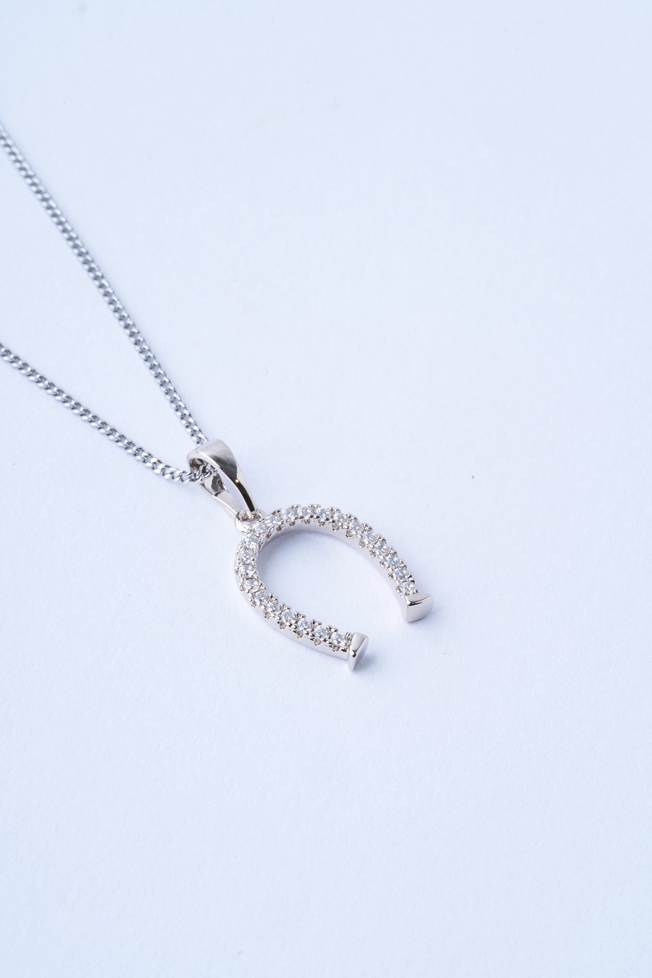 Taşlı Nal Tasarım Silver Çelik Kolye - 2