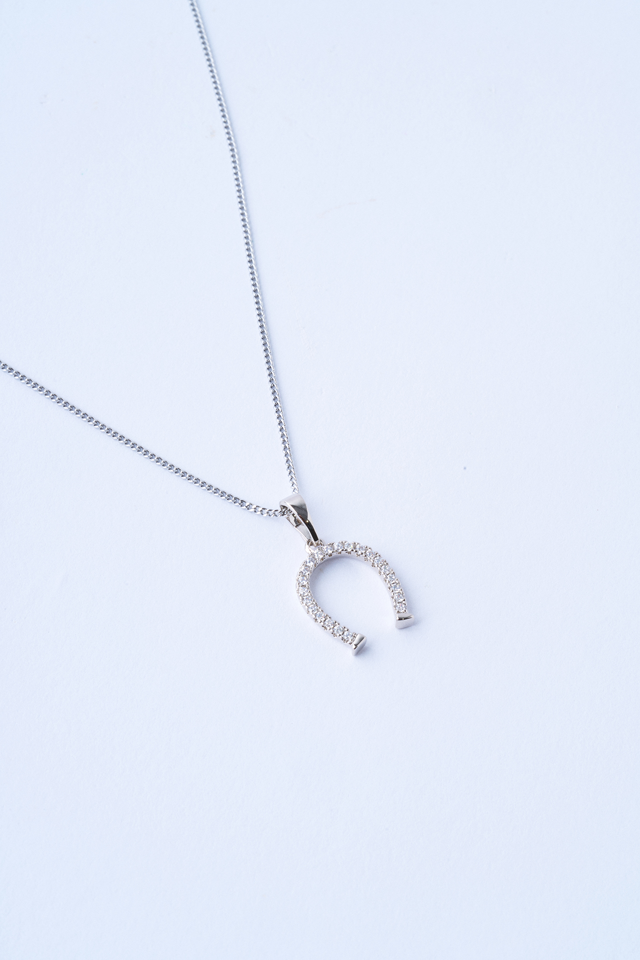 Taşlı Nal Tasarım Silver Çelik Kolye - Mirey